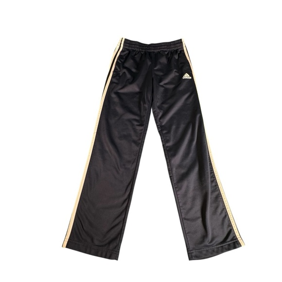 Adidas Youth Medium 10-12 Track Pants Blue White Stripe Logo Athletic Joggers - Picture 1 of 10